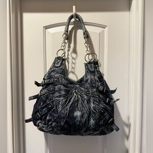 Distressed Denim Boho Bag, Boutique